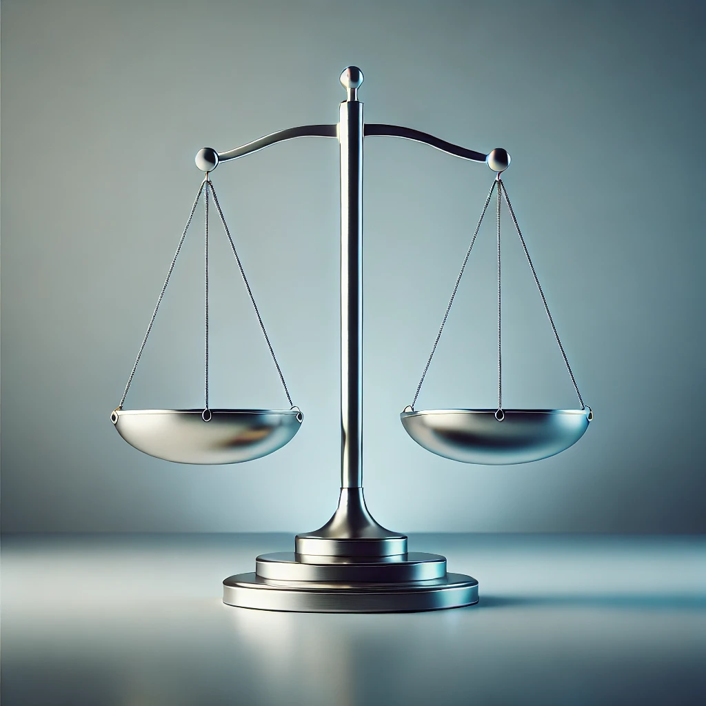 dalle 2024 08 12 093129 a modern sleek interpretation of the scales of justice designed to fit a finance blog the scales are minimalist with clean lines using metallic mat