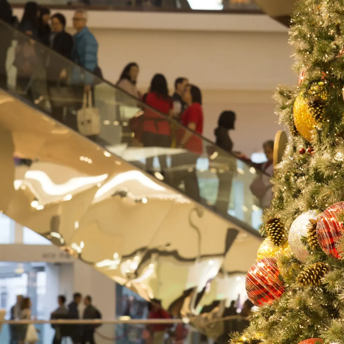 Busy mall during the holiday shopping season Busy mall during the holiday shopping season