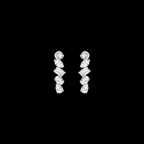 Lab Grown White Sapphire Mixed Shape Tennis Earrings