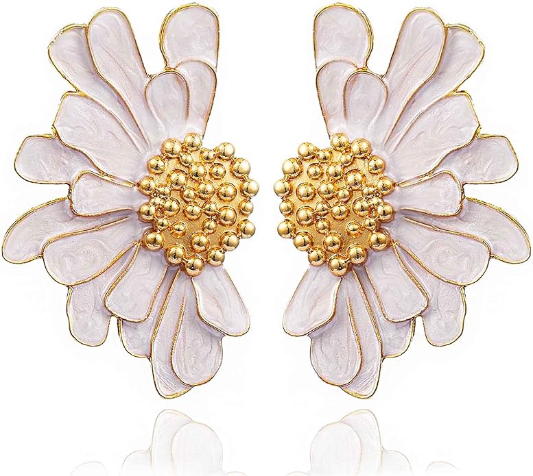 vintage flower stud earrings exaggerated oversized daisy flower earrings statement jewelry for women