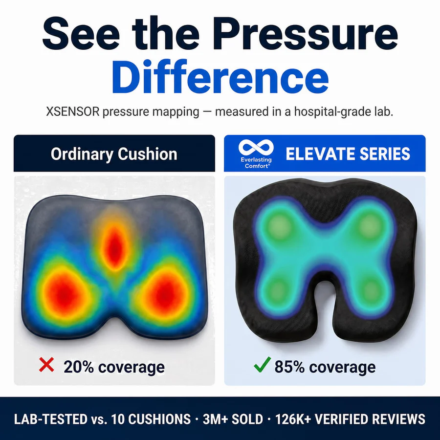 Comparison of pressure mapping on ordinary cushion and Elevate Series