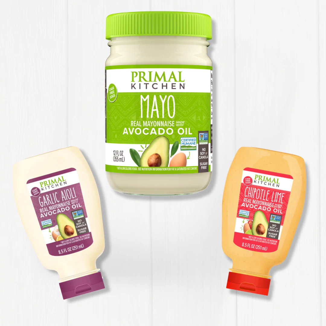 Three Primal Kitchen avocado oil mayonnaise products