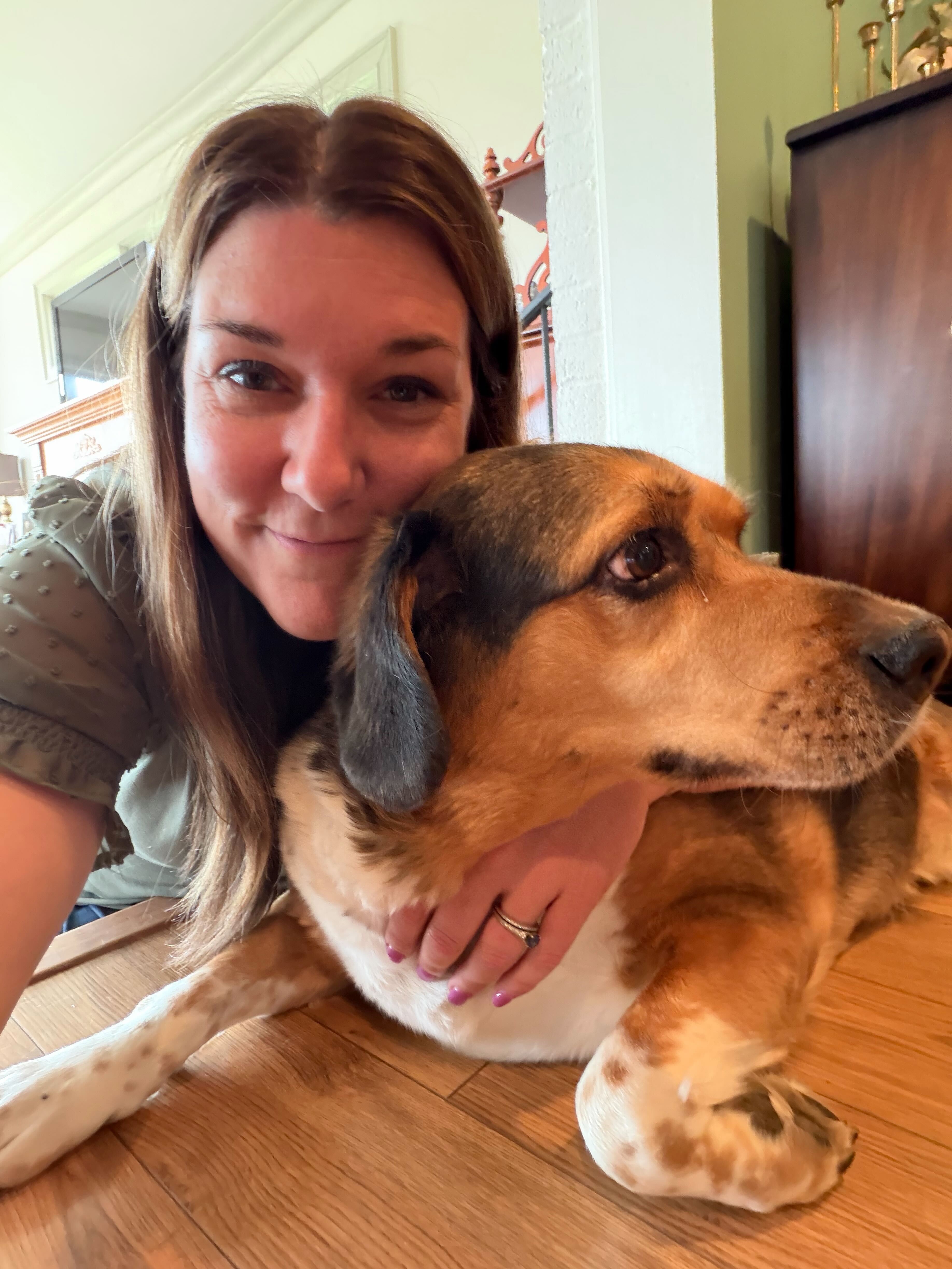 Selfie with Boone the Dog Morgan taking a selfie with her dog Boone