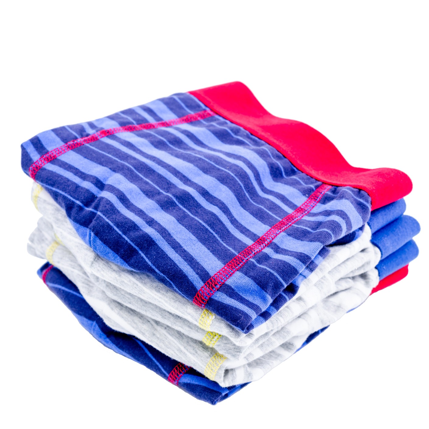 Stack of Men's Underwear A stack of colorful striped and solid men's underwear folded neatly