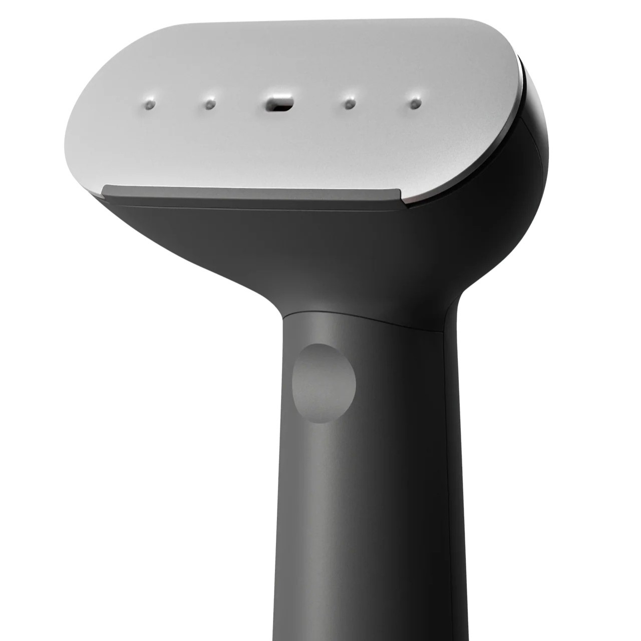 A close-up of the Steamery Cirrus 3 steamer's head and handle