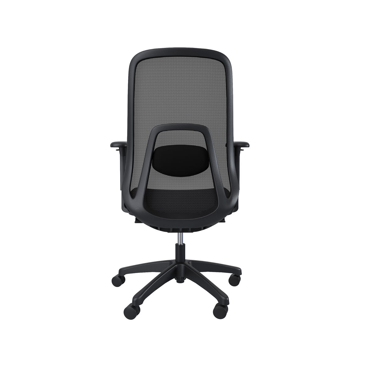 Vari Ascent A Vari Ascent black mesh ergonomic chair with lumbar support viewed from the back
