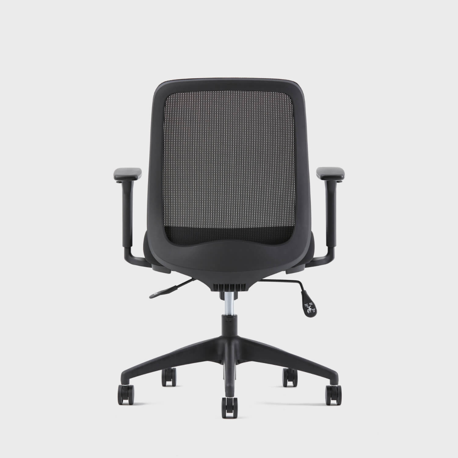 Haworth Assure A Haworth Assure black mesh ergonomic chair with adjustable armrests on a white background