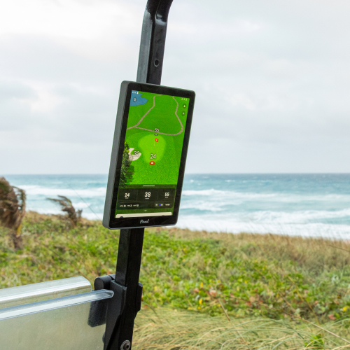 The Caddie on Cart by Ocean The Caddie mounted on a golf cart