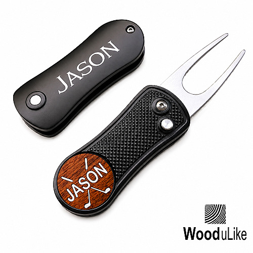 WoodULike Pitchfix Personalized Wood Golf Ball Marker