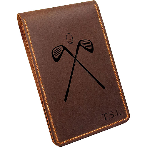 Personalized Leather Golf Scorecard & Yardage Book Holder